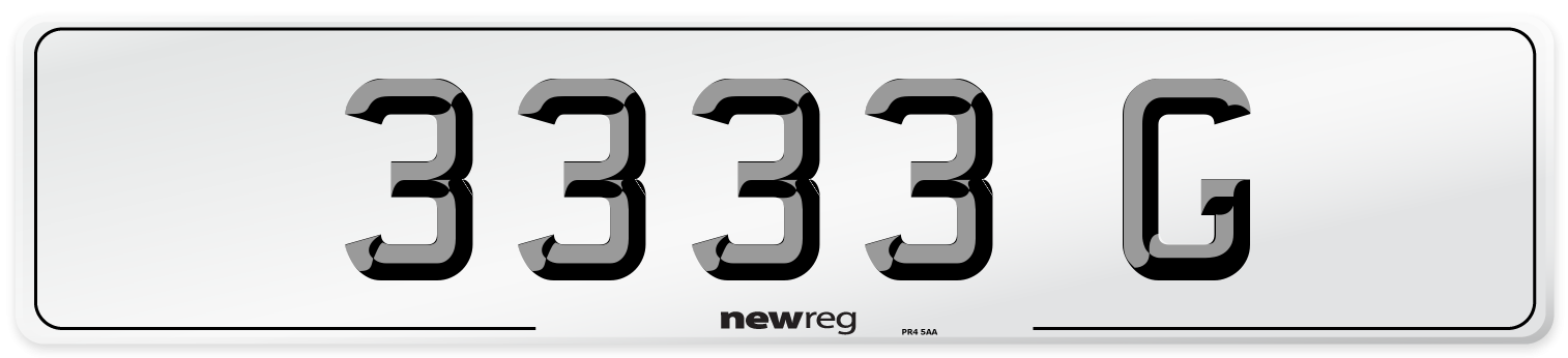 3333 G Number Plate from New Reg